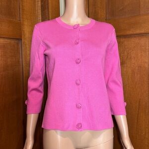 Pink Floral Button-Up Women's Sweater